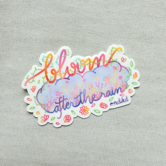 Bloom After the Rain waterproof sticker