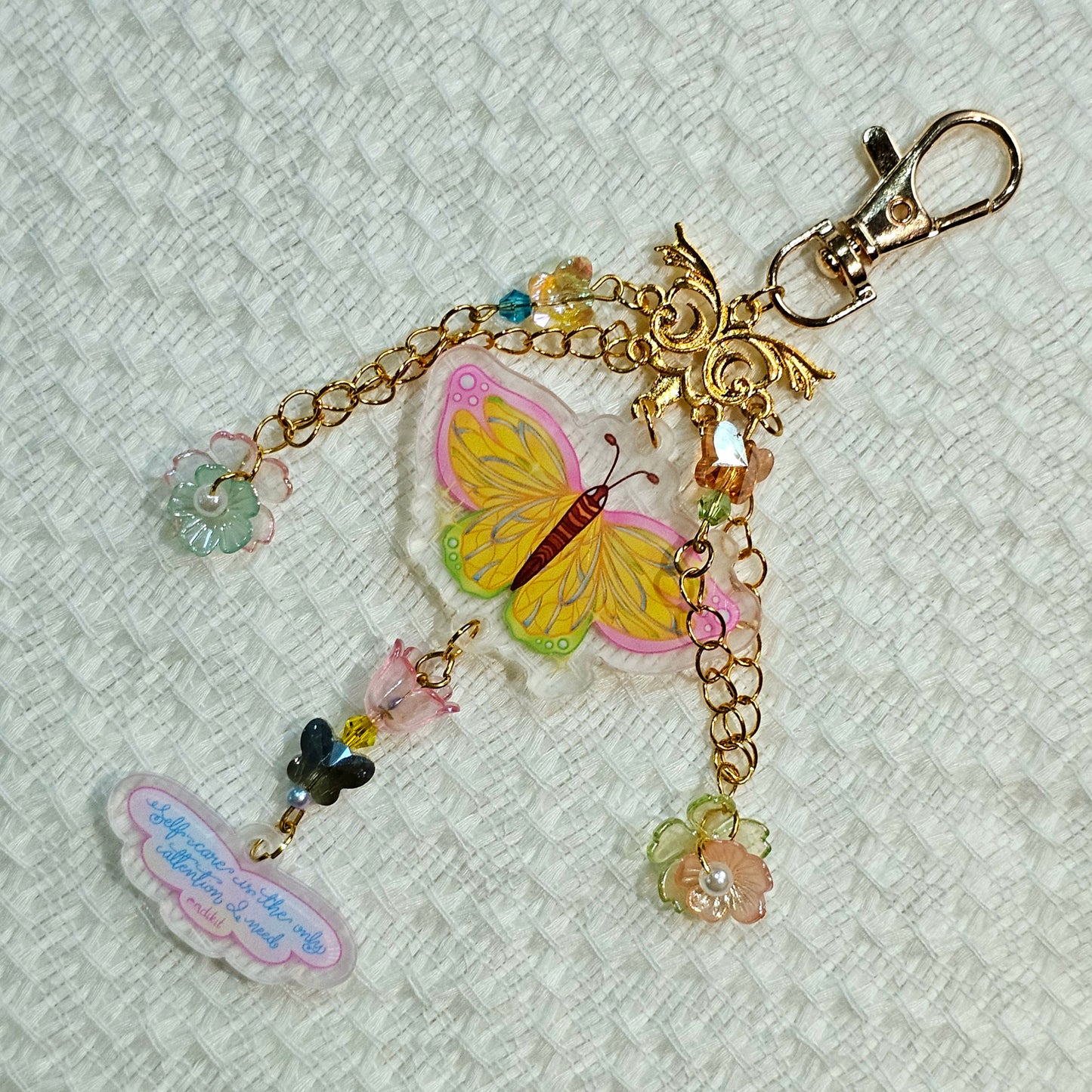 Butterfly: Self-Care is The Only Attention I Need Keychain Charm