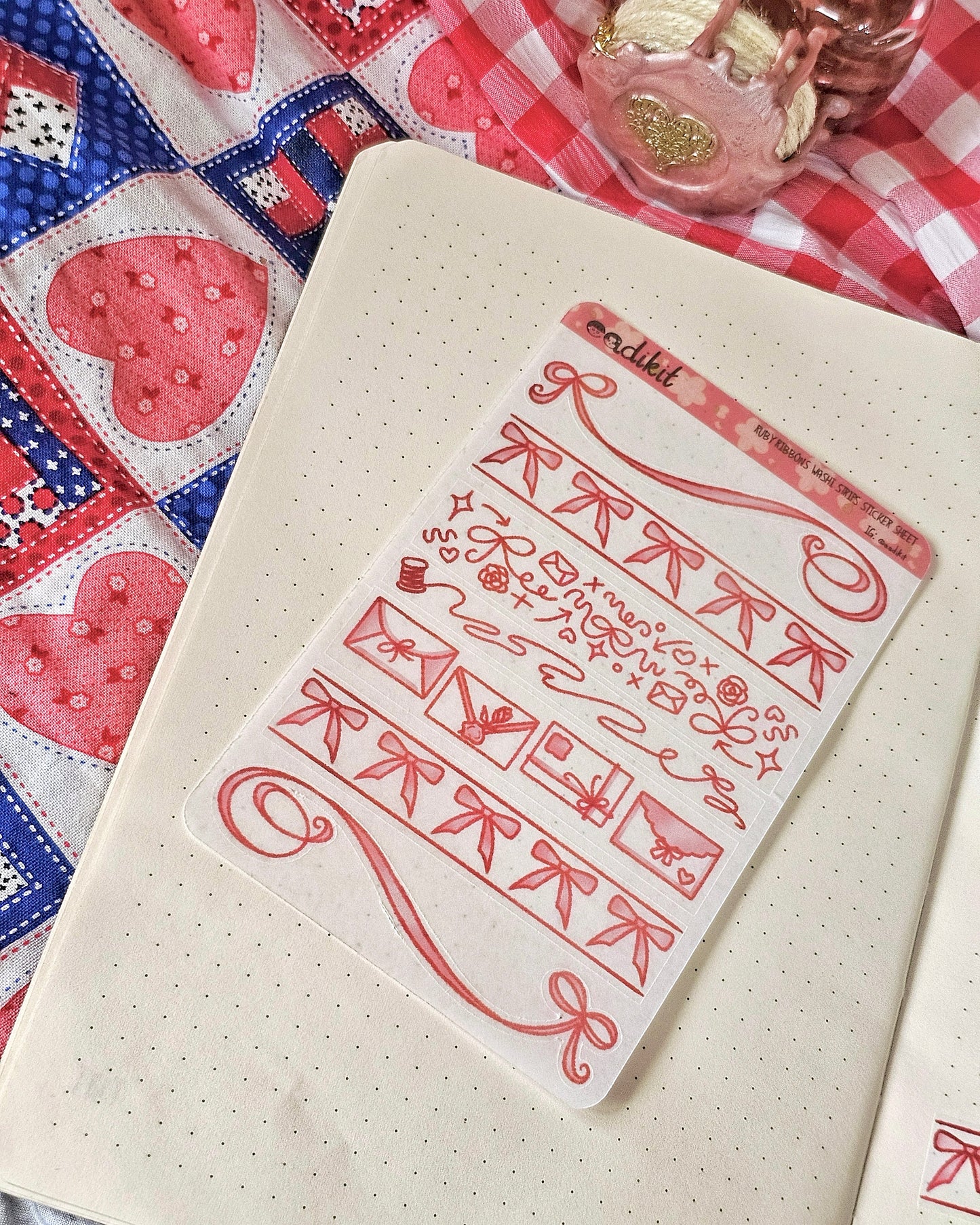 Ruby Ribbons Washi Strips Sticker Sheet