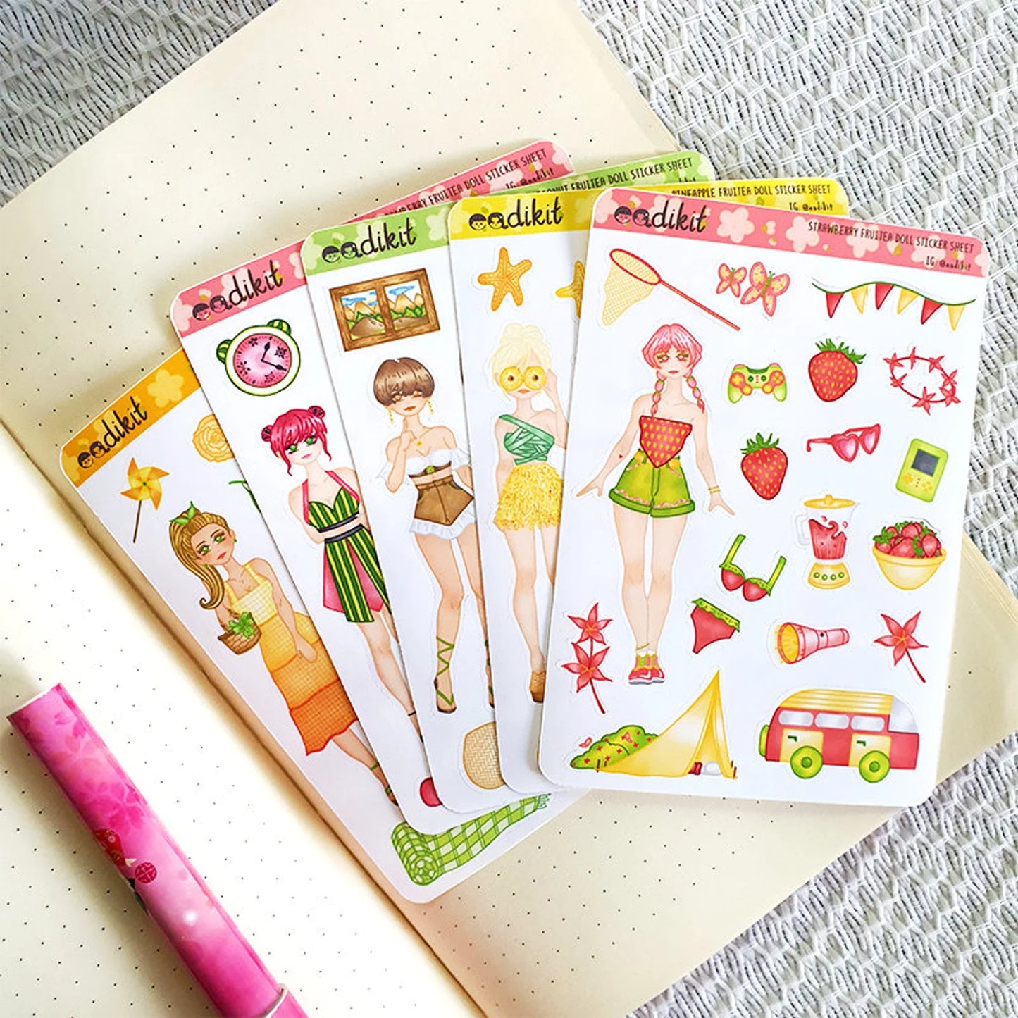 Fruitea Doll Sticker Sheets | Summer and fruits inspired