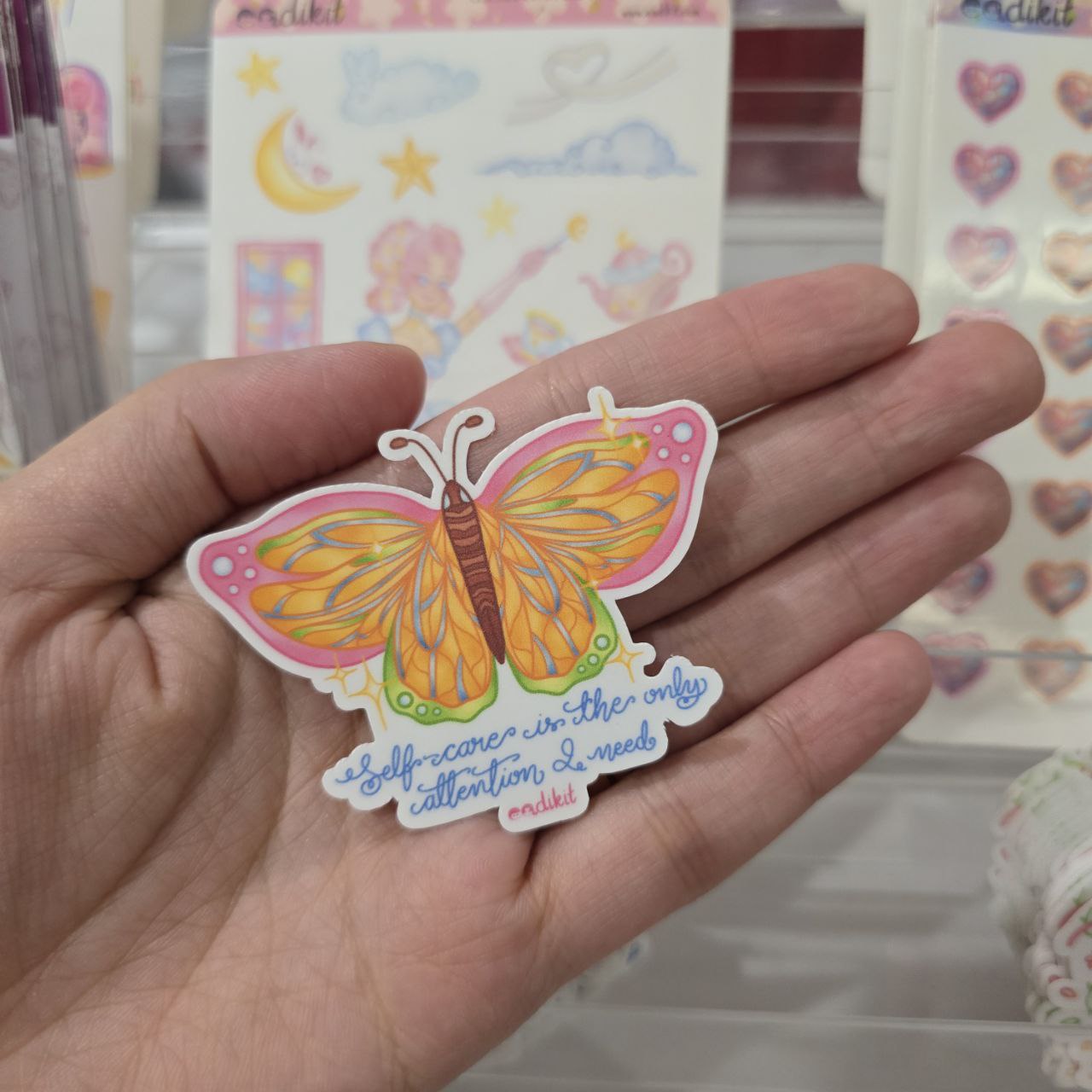 Butterfly: Self-care is the only attention I need waterproof sticker