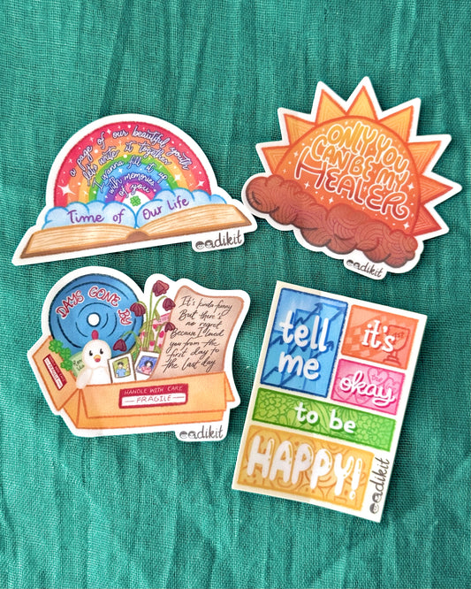 DAY6 Song Lyrics Stickers - Days Gone By, Happy, Healer, and Time of Our Life