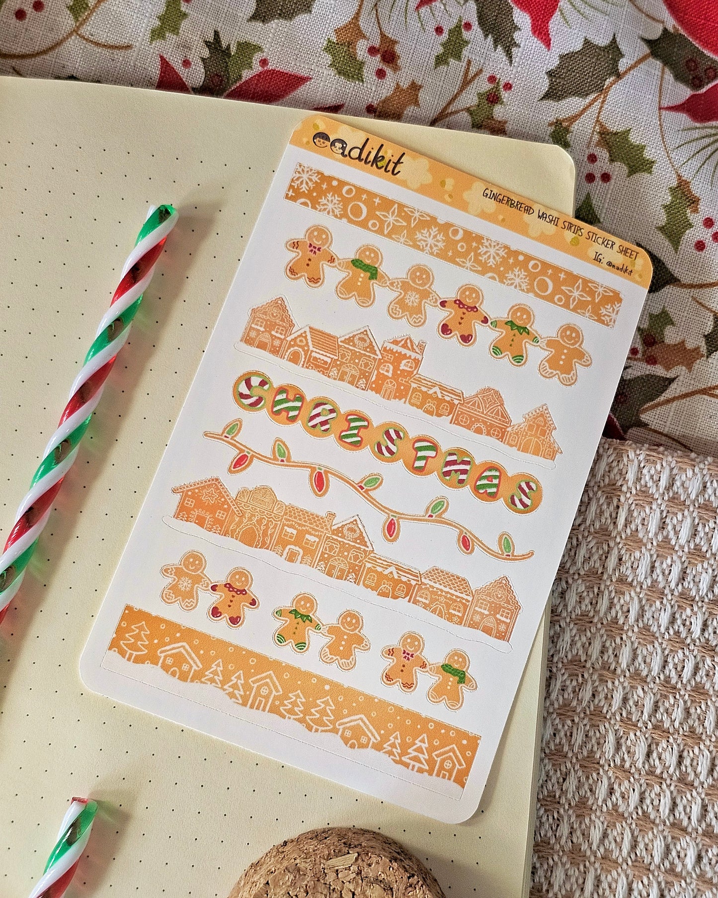Gingerbread Washi Strips Sticker Sheets