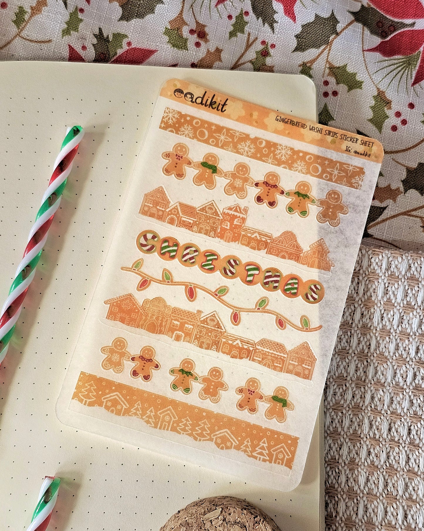 Gingerbread Washi Strips Sticker Sheets