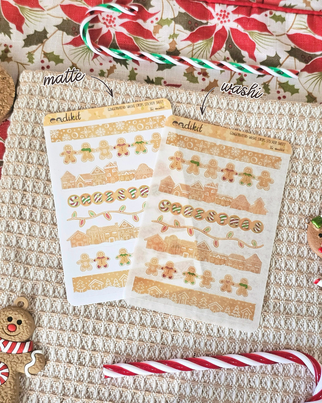 Gingerbread Washi Strips Sticker Sheets