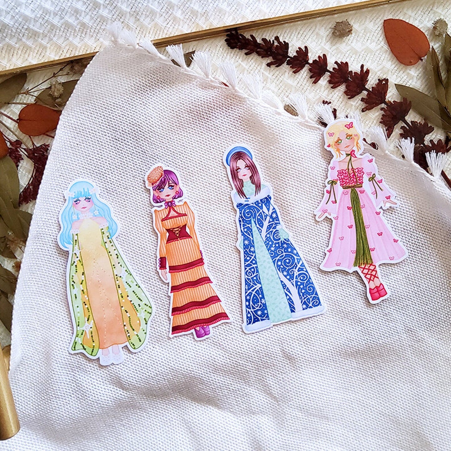 Royal-tea Dolls Sticker Pack | spring, summer, fall, winter waterproof princess stickers