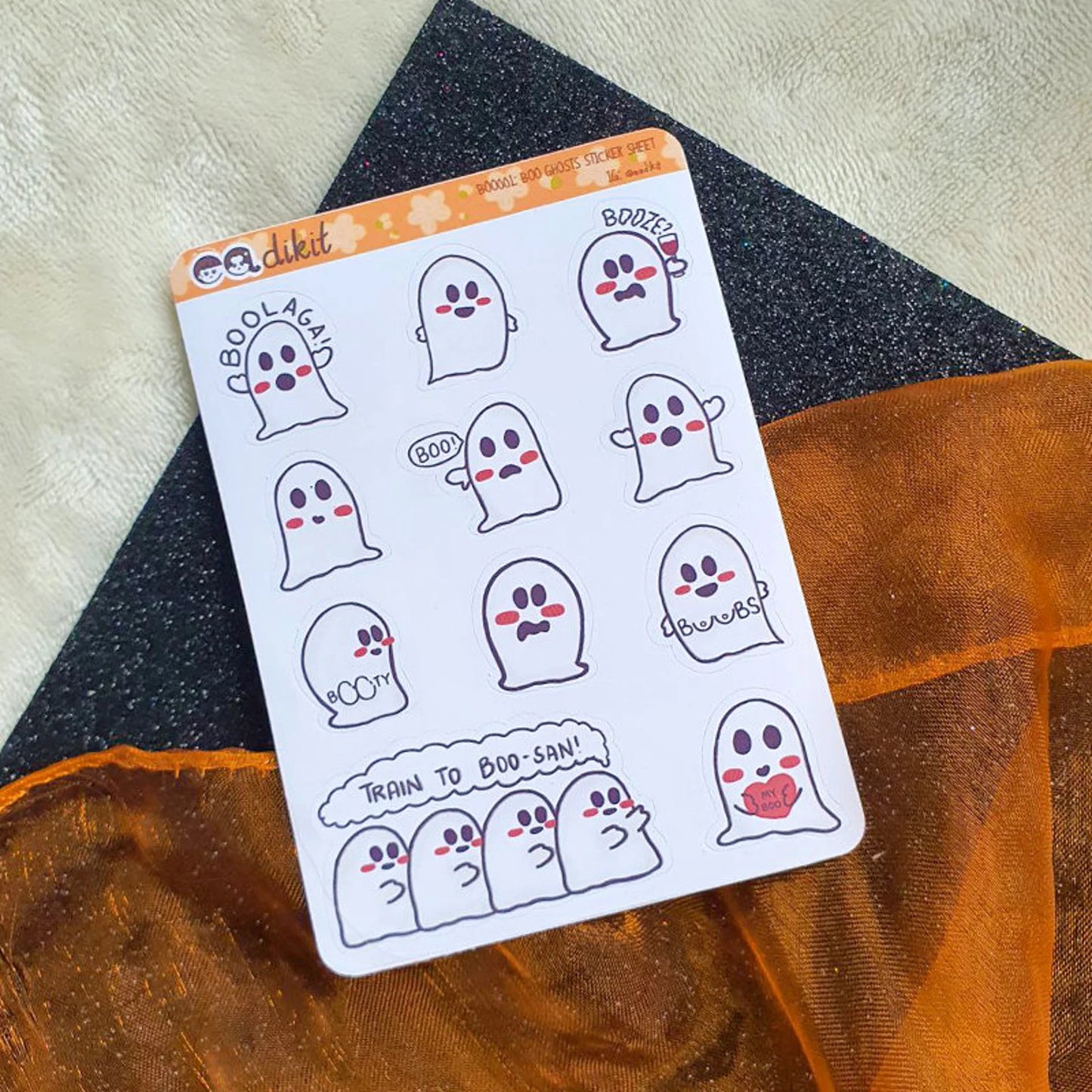 Halloween Boo Ghosts Sticker Sheet