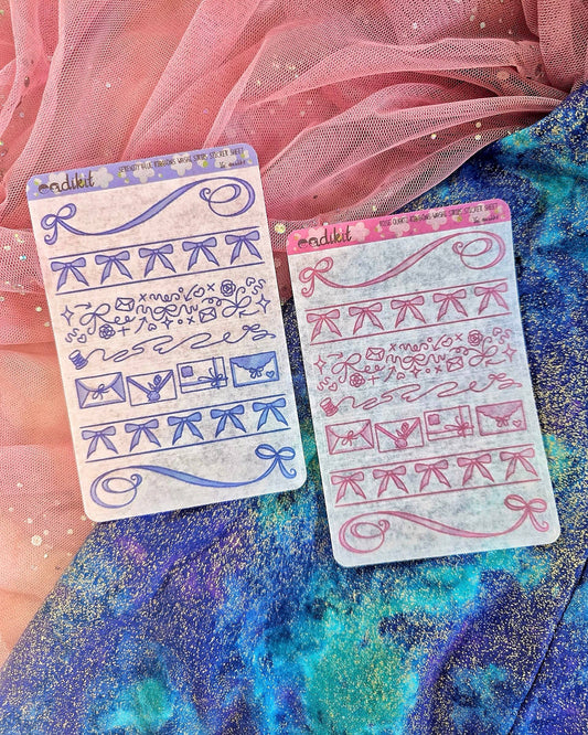 Love, Ribbons Washi Strips Sticker Sheet | Available in Ruby, Serenity Blue, and Rose Quartz