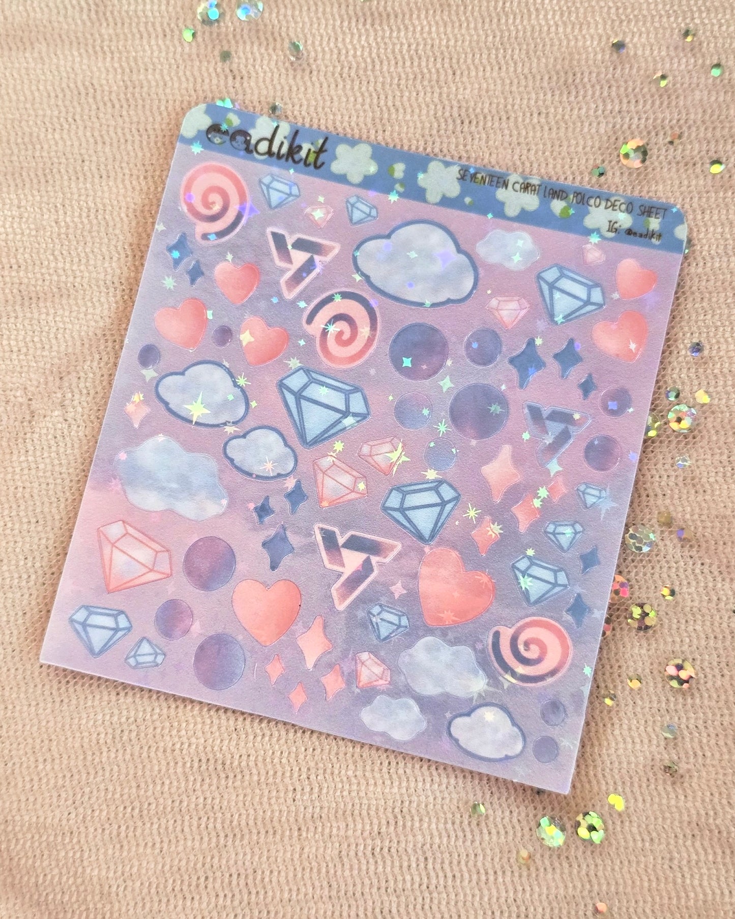 Seventeen Caratland holographic polco sticker sheets