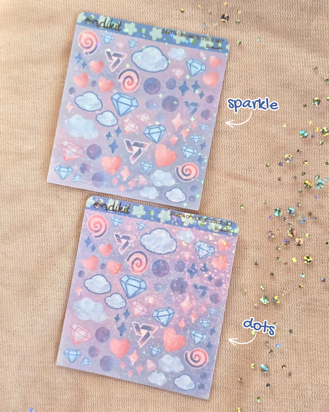 Seventeen Caratland holographic polco sticker sheets